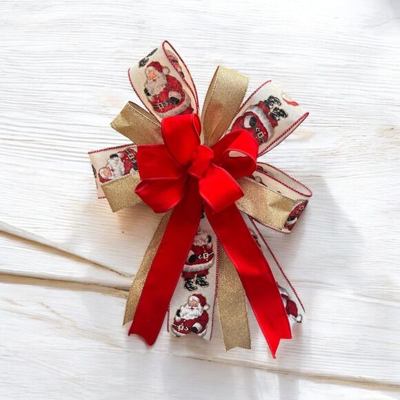 Handmade Other - Festive Santa's Favorite 12" Wired Christmas Bow